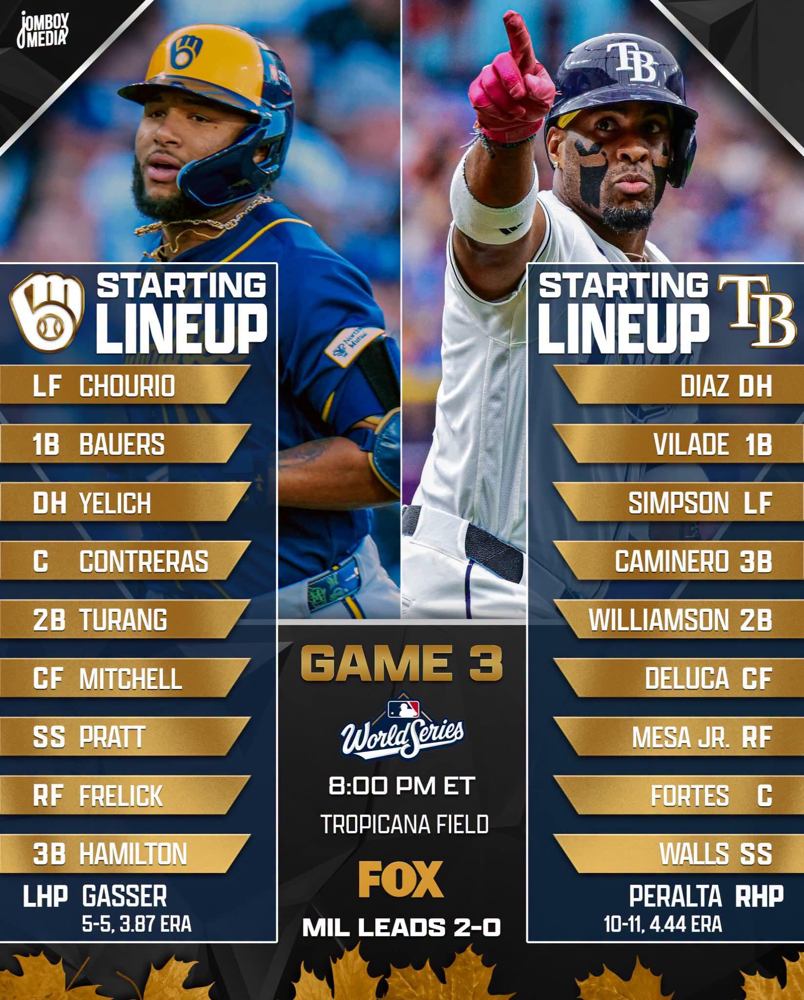 taking it back to Tropicana, World Series game 3 lineup