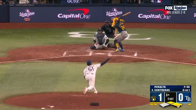 William Contreras makes it 2-0 with an RBI knock before he gets cut down between first and second.